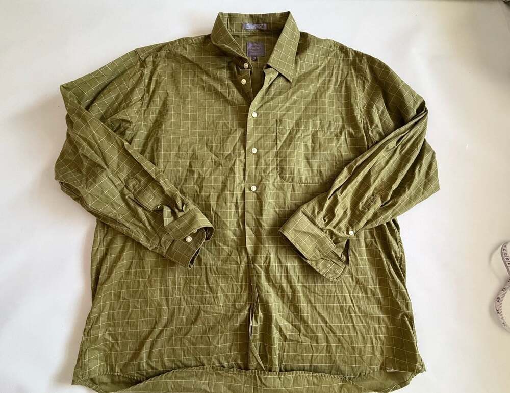 Vintage Forsyth Shirt Mens XL Green Windowpane Plaid Cotton Button Y2K Tops